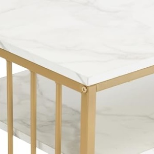 MANIAU209 - Masuta manichiura, 108 cm, birou cu 3 sertare si rafturi, masa cosmetica pentru salon - Alb / Negru - Auriu - Img 9