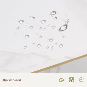 MANIAU210 - Masuta manichiura, 110 cm, birou, masa cosmetica pentru salon cu 1 Sertar si Tavita - Alb - Auriu - Img 2
