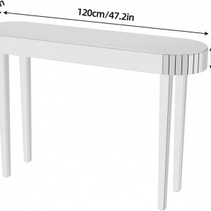 Masa toaleta oglinda, masuta consola, 120 cm, cosmetica machiaj, vanity birou, Argintiu - MAOG3 - Img 4