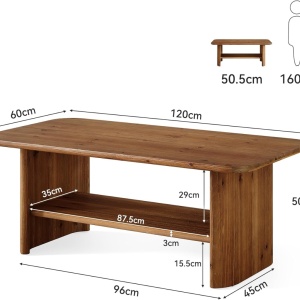 Masuta de cafea, 120 x 60 cm, masa canapea Maro din Lemn - MCM5 - Img 6
