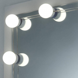 Masuta machiaj cu Oglinda LED si 2 Sertare pentru Cosmetice, Set Masa toaleta 90 cm, Alb, masuta cosmetica, vanity - SEA351 - Img 4