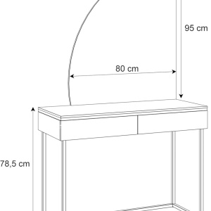 Masuta machiaj cu Oglinda LED si 2 Sertare pentru Cosmetice, Set Masa toaleta 102 cm, masuta cosmetica, vanity - SEC210 - Img 3
