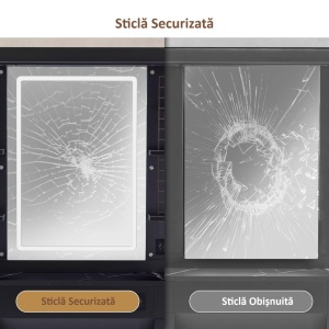 Masuta machiaj cu Oglinda LED si 2 Sertare pentru Cosmetice, Set Masa toaleta 150 cm, Negru / Maro, masuta cosmetica, vanity - SEN259 - Img 4