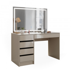 Masuta machiaj cu Oglinda LED si 5 Sertare pentru Cosmetice, Set Masa toaleta 120 cm, masuta cosmetica, vanity - SEC209 - Img 2