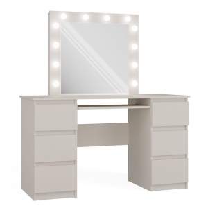 Masuta machiaj cu Oglinda LED si 6 Sertare pentru Cosmetice, Set Masa toaleta 130 cm, masuta cosmetica, vanity - SEC501 - Img 5