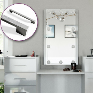Masuta machiaj cu Oglinda LED si 6 Sertare pentru Cosmetice, Set Masa toaleta 140 cm, Alb, masuta cosmetica, vanity - SEA265 - Img 2