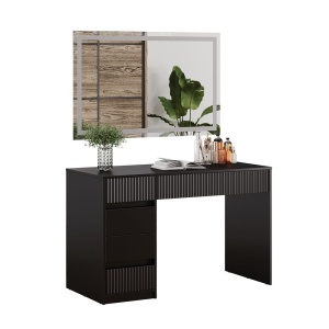 Masuta machiaj naegra cu Oglinda LED si 5 Sertare pentru Cosmetice, Set Masa toaleta 120 cm, masuta cosmetica cu Riflaj, vanity - SEN256 - Img 3