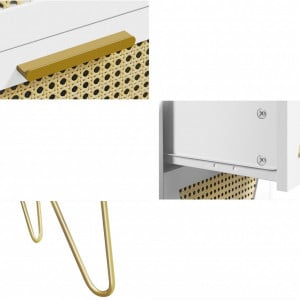 NOA232 - Set 2x Noptiere albe 40 cm, cu 2 sertare - Alb - Auriu - Img 8