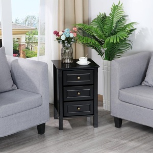 NOA247 - Set 2x Noptiere albe 40 cm, cu 3 sertare - Alb sau Negru - Img 10