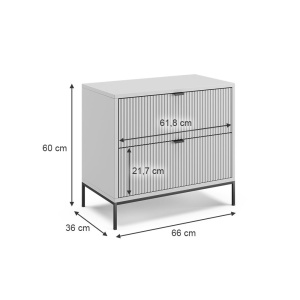 NOG207 - Set 2x Noptiere 66 cm, cu 2 sertare, pentru dormitor - Gri - Negru - Img 5