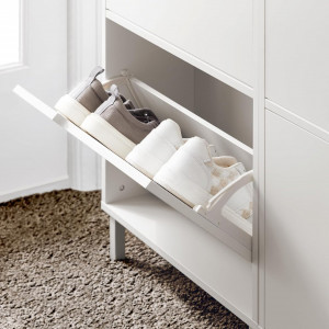 PANA16 - Pantofar 50 cm foarte ingust, 3 compartimente, pantofare, depozitare pantofi, mobilier hol - Alb - Img 7