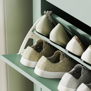 PANA30 - Pantofar 80 cm ingust, 2 compartimente duble, pantofare, depozitare pantofi, mobilier hol - Alb sau Verde - Img 4