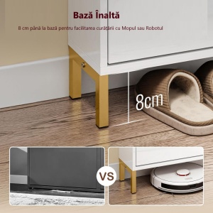 Pantofar alb lucios, 100 cm foarte ingust, 4 compartimente, pantofare, depozitare pantofi, mobilier hol - PANA37 - Img 4