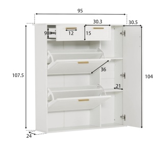Pantofar Ingust, 120 cm sau 95 cm, pantofare, depozitare pantofi, mobilier hol - Alb - PANA207 - Img 11