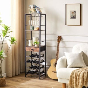 RVI8 - Rafturi Vin, 40 cm, depozitare vin, raft stil industrial, bucatarie, living, dining - Negru / Alb / Maro - Img 6