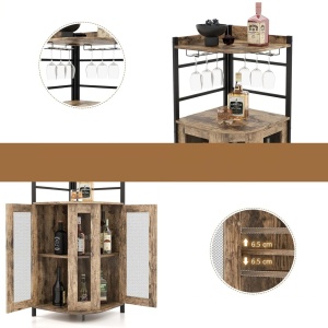 RVI9 - Rafturi Vin, 46 cm, depozitare vin, raft stil industrial, bucatarie, living, dining - Maro - Negru - Img 3