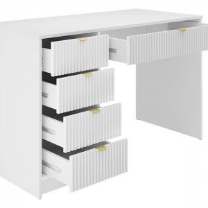 SEA93 - Set Masa Alba toaleta cu riflaj, 120 cm, cosmetica, masuta machiaj, oglinda cu LED cu sau fara Priza, cu sau fara scaun - Img 2