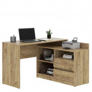 BIM509 - Birou pe colt stanga/dreapta, 120x105x75 cm, masa de calculator cu 2 sertare, office - Culoarea Stejar - Img 4
