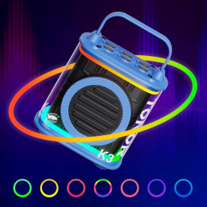 CADC15 - Set Sistem Mini Karaoke si 2 Mini Microfoane, Jucarii copii, Cadou pentru Craciun, Petreceri in familie - Albastru - Img 5