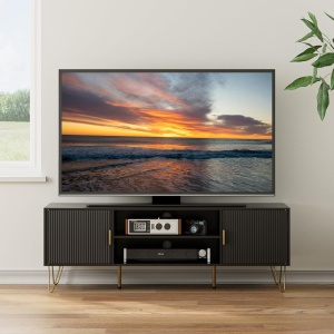 COATV2 - Comoda TV, 137 cm, living, dormitor - Alb / Negru - Img 8