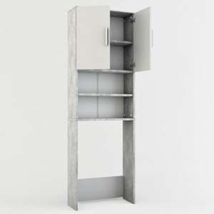 DUG201 - Dulap, masca pentru masina de spalat rufe 64 x 26 x 190 cm - Gri antichizat - Img 2