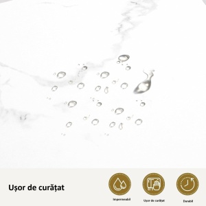 MANIAU208 - Masuta manichiura, 112 cm, cu Aspirator Incorporat cu 2 Saci, 3x Prize, masa cosmetica - Alb cu Imitatie de marmura - Auriu - Img 2