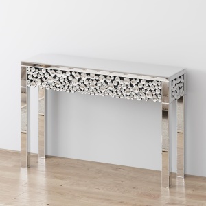 MAOG205 - Masa toaleta oglinda, masuta consola, 120 cm, cosmetica machiaj, vanity birou, Argintiu - Img 5