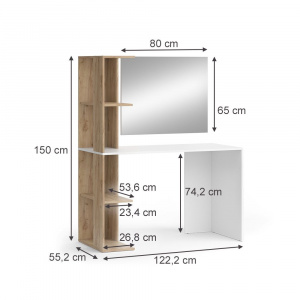 Masuta machiaj cu Oglinda LED, Set Masa toaleta 122 cm, Alb, masuta cosmetica, vanity - SEA477 - Img 3