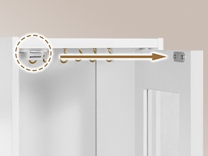 Masuta machiaj cu Oglinda LED si 10 Sertare pentru Cosmetice, Set Masa toaleta 150 cm, Alb, masuta cosmetica cu Priza si USB, vanity cu Suport Uscator de Par si Dulapior Bijuterii - SEA10 - Img 7