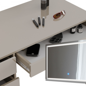 Masuta machiaj cu Oglinda LED si 5 Sertare pentru Cosmetice, Set Masa toaleta 120 cm, masuta cosmetica, vanity - SEC209 - Img 3