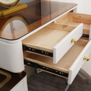 Masuta machiaj cu Oglinda LED si 6 Sertare pentru Cosmetice, Set Masa toaleta 120 cm, Alb, masuta cosmetica, vanity - SEA163 - Img 4