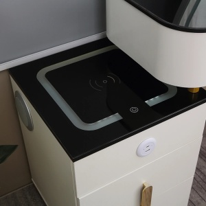 Masuta machiaj cu Oglinda LED si 6 Sertare pentru Cosmetice, Set Masa toaleta 100 cm, Alb, masuta cosmetica, vanity - SEA165 - Img 2