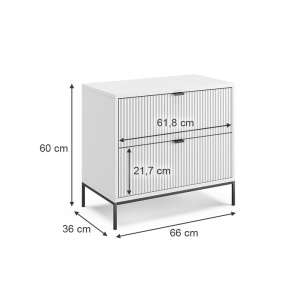 NOA243 - Set 2x Noptiere 66 cm, cu 2 sertare, pentru dormitor - Alb - Negru - Img 6