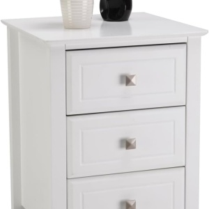 NOA248 - Set 2x Noptiere albe 40 cm, cu 3 sertare - Alb - Img 2
