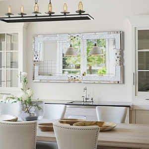 OGG19 - Oglinda 100 sau 120 cm, pentru perete, ornamentala dormitor, living - Argintie - Img 11