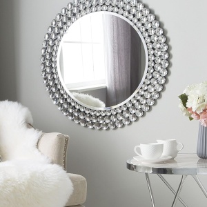 OGG208 - Oglinda ornamentala 70 cm, pentru perete, dormitor, living - Argintie