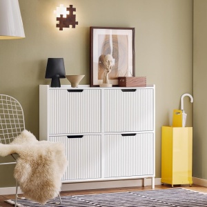 PANA27 - Pantofar 100 cm foarte ingust, 4 compartimente, pantofare, depozitare pantofi, mobilier hol - Alb sau Negru