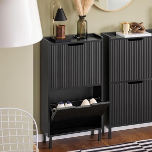 PANA28 - Pantofar 50 cm foarte ingust, 2 compartimente, pantofare, depozitare pantofi, mobilier hol - Alb sau Negru - Img 5