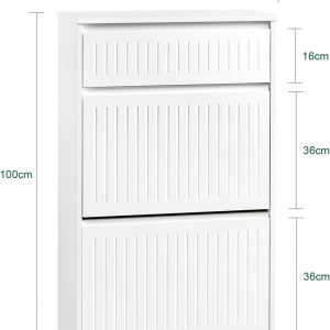 PANG8 - Pantofar 61 cm foarte ingust, 2 compartimente si sertar, pantofare, depozitare pantofi, mobilier hol - Gri / Alb / Negru - Img 5