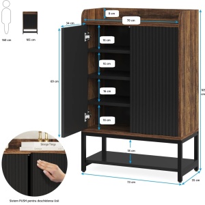 PANI6 - Pantofar 75 cm cu 5 rafturi, pantofare, depozitare pantofi, mobilier hol - Maro - Negru - Img 2