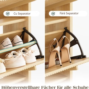 Pantofar maro ingust 70 cm cu 3 compartimente, pantofare cu Riflaje, depozitare pantofi, mobilier hol - PANM10 - Img 2