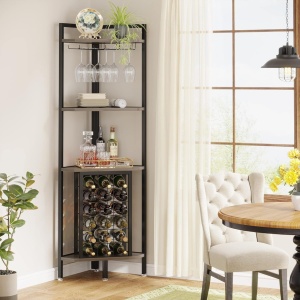RVI3 - Rafturi Vin pentru colt, 40x40x160 cm, depozitare vin, raft stil industrial, bucatarie, living, dining - Maro