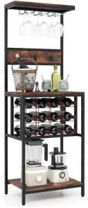 RVI6 - Rafturi Vin, 54 cm, depozitare vin, raft stil industrial, bucatarie, living, dining - Negru - Maro - Img 5