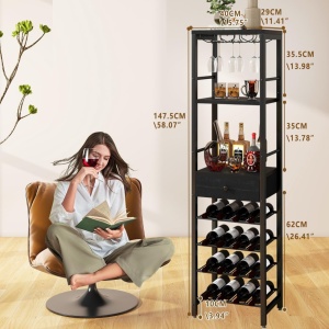RVI8 - Rafturi Vin, 40 cm, depozitare vin, raft stil industrial, bucatarie, living, dining - Negru / Alb / Maro - Img 12