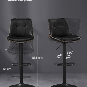 SCB3 - Set 2x Scaune Bar Negre / Maro / Gri / Verde - Piele ecologica - Img 6