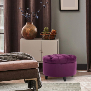 SCN16 - Scaun masuta toaleta machiaj cosmetica, fotoliu, scaunel, divan cu lada - tapiterie catifea - Mov