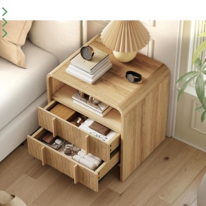 Set 2x Noptiere 55 x 40 x 60 cm, cu 2 sertare si raft, dormitor, Noptiere moderne cu Riflaj - NOM1 - Img 10