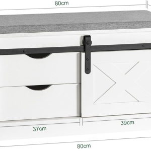 Bancuta alba hol, 80 / 90 / 120 cm, pantofar cu pernita, depozitare pantofi - BAA63 - Img 5