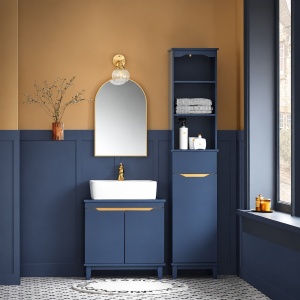 BLUME8 - Set Mobilier Baie Blume 2 piese - Masca chiuveta, Dulap inalt - Albastru - Img 3