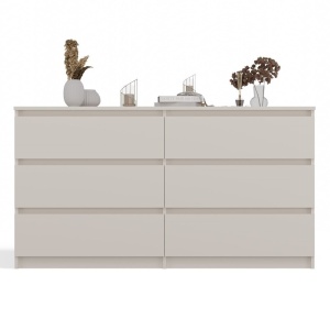 LAC507 - Comoda 140 cm, cu 6 sertare, pentru dormitor, living, dining - Crem - Img 3